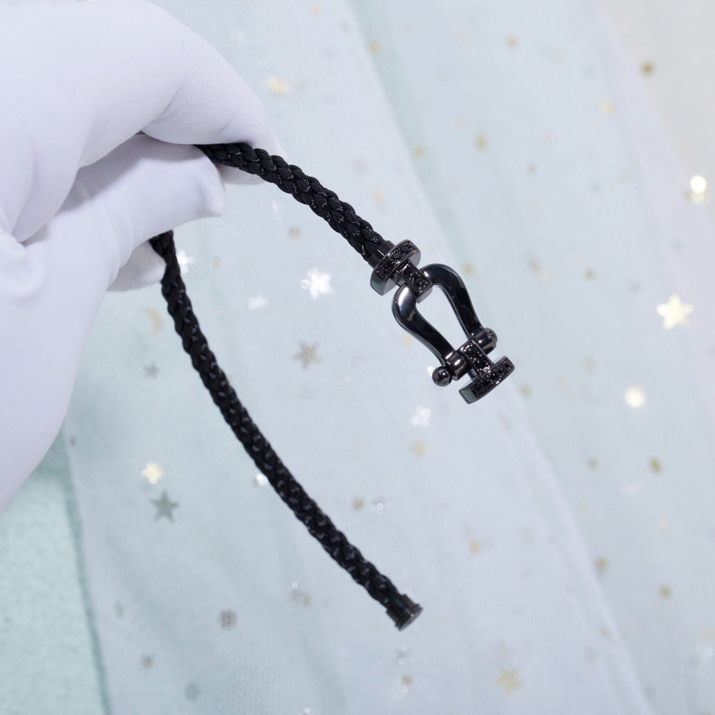 [BLAUE TRÄNEN]FORCE GROSSE SERIE HUFEISEN SCHWARZES SAMURAI-ARMBAND