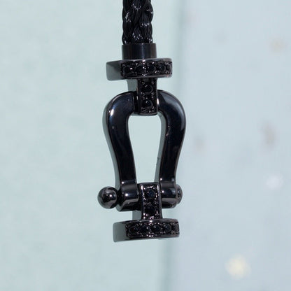 [BLAUE TRÄNEN]FORCE GROSSE SERIE HUFEISEN SCHWARZES SAMURAI-ARMBAND