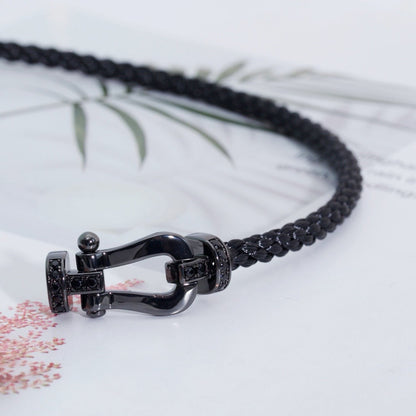 [BLAUE TRÄNEN]FORCE GROSSE SERIE HUFEISEN SCHWARZES SAMURAI-ARMBAND