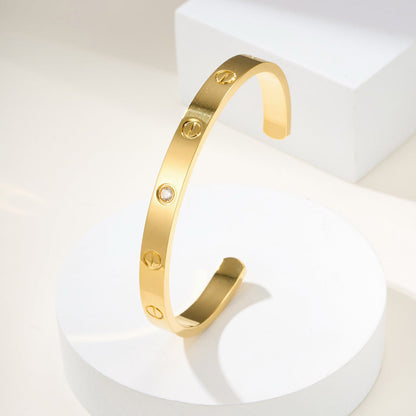 [Blue Tears Jewelry]LOVE BRACELET 6.1MM 1 DIAMOND OPEN CUFF