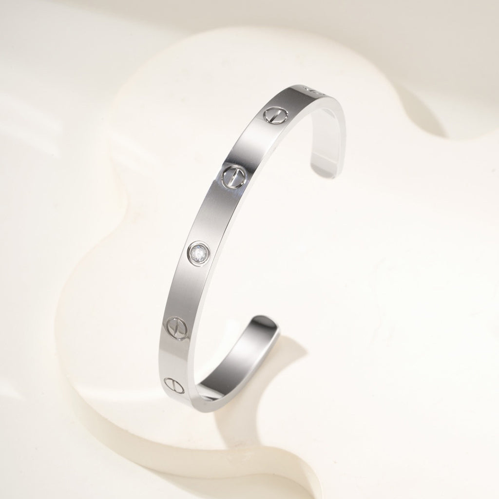 [Blue Tears Jewelry]LOVE BRACELET 6.1MM 1 DIAMOND OPEN CUFF