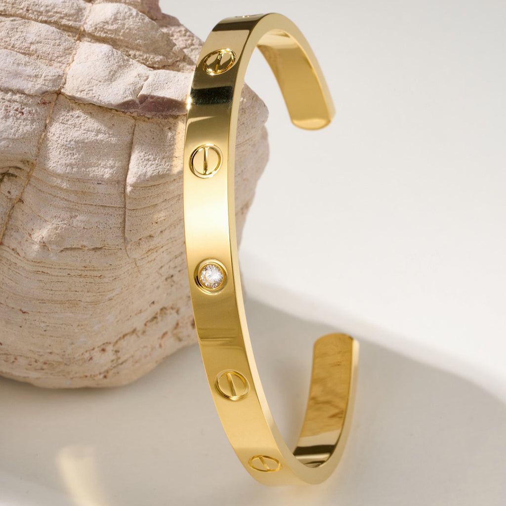 [Blue Tears Jewelry]LOVE BRACELET 6.1MM 1 DIAMOND OPEN CUFF