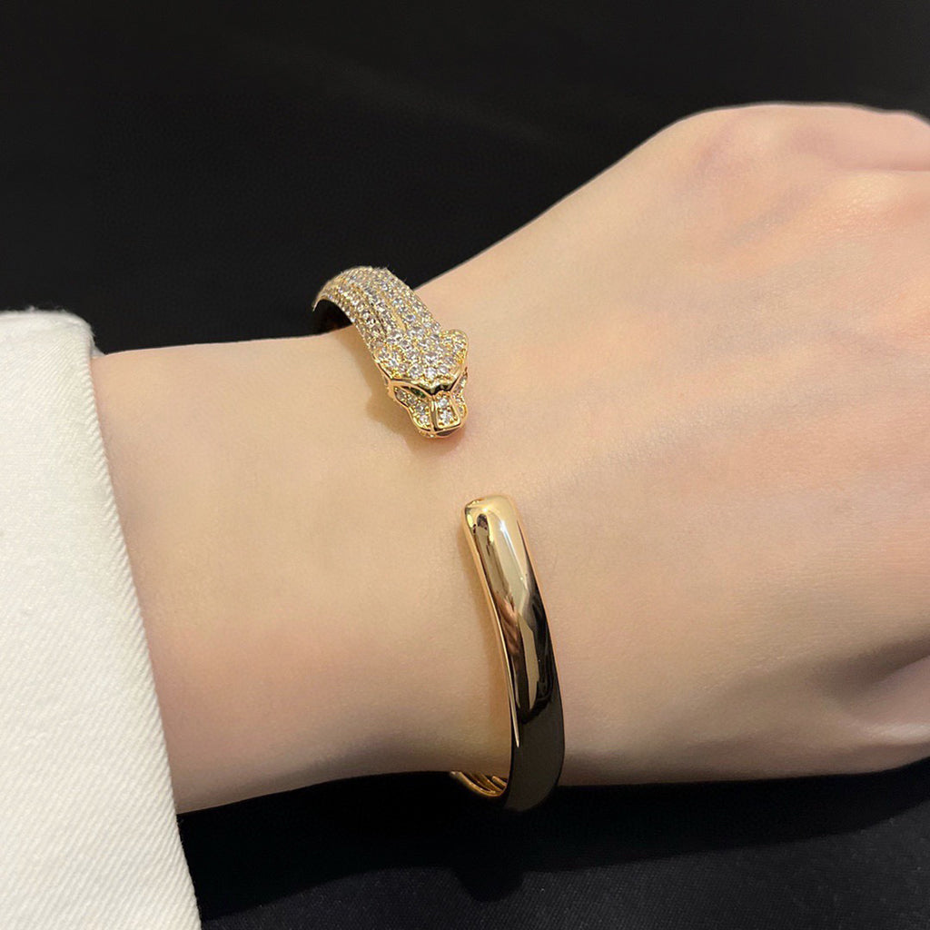 [Blue Tears Jewelry]PANTHERE HALF DIAMOND OPEN BRACELET