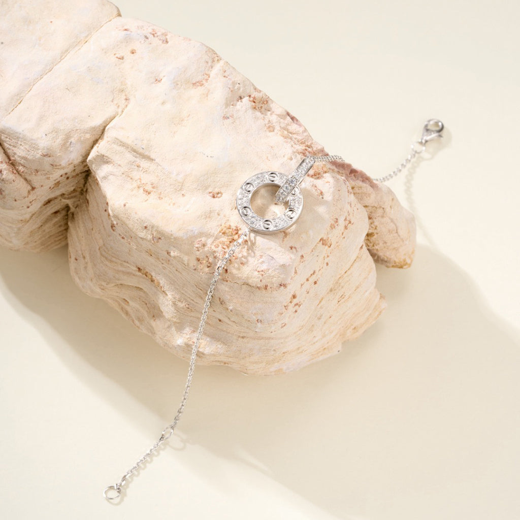 [Blue Tears Jewelry]LOVE DOUBLE RING FULL DIAMOND BRACELET