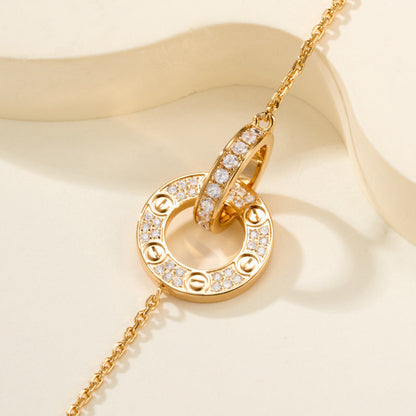 [Blue Tears Jewelry]LOVE DOUBLE RING FULL DIAMOND BRACELET