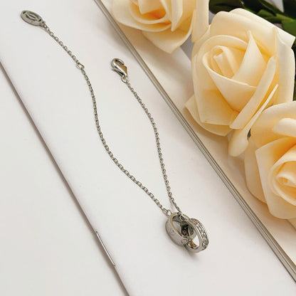 [Blue Tears Jewelry]LOVE DOUBLE RING HALF DIAMOND BRACELET