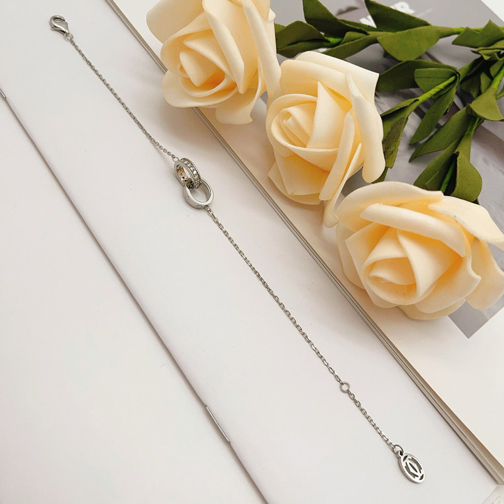[Blue Tears Jewelry]LOVE DOUBLE RING HALF DIAMOND BRACELET
