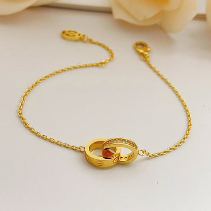 [Blue Tears Jewelry]LOVE DOUBLE RING HALF DIAMOND BRACELET