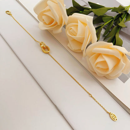 [Blue Tears Jewelry]LOVE DOUBLE RING HALF DIAMOND BRACELET