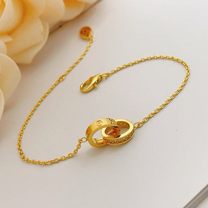 [Blue Tears Jewelry]LOVE DOUBLE RING HALF DIAMOND BRACELET