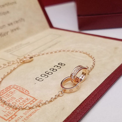 [Blue Tears Jewelry]LOVE DOUBLE RING HALF DIAMOND BRACELET
