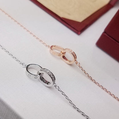 [Blue Tears Jewelry]LOVE DOUBLE RING HALF DIAMOND BRACELET