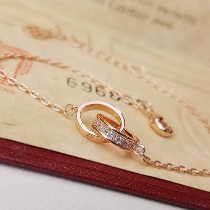 [Blue Tears Jewelry]LOVE DOUBLE RING HALF DIAMOND BRACELET