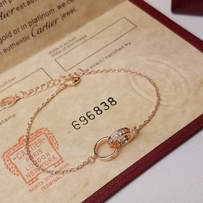 [Blue Tears Jewelry]LOVE DOUBLE RING HALF DIAMOND BRACELET