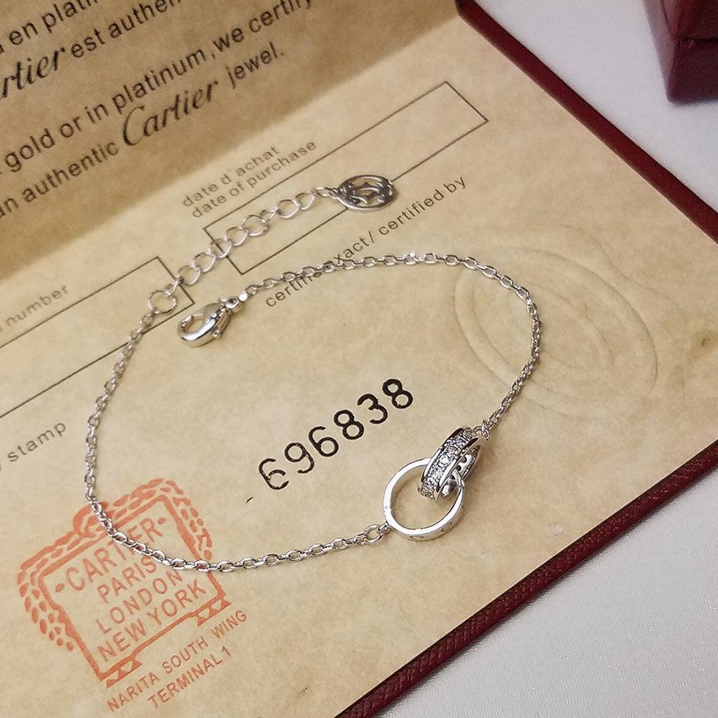 [Blue Tears Jewelry]LOVE DOUBLE RING HALF DIAMOND BRACELET