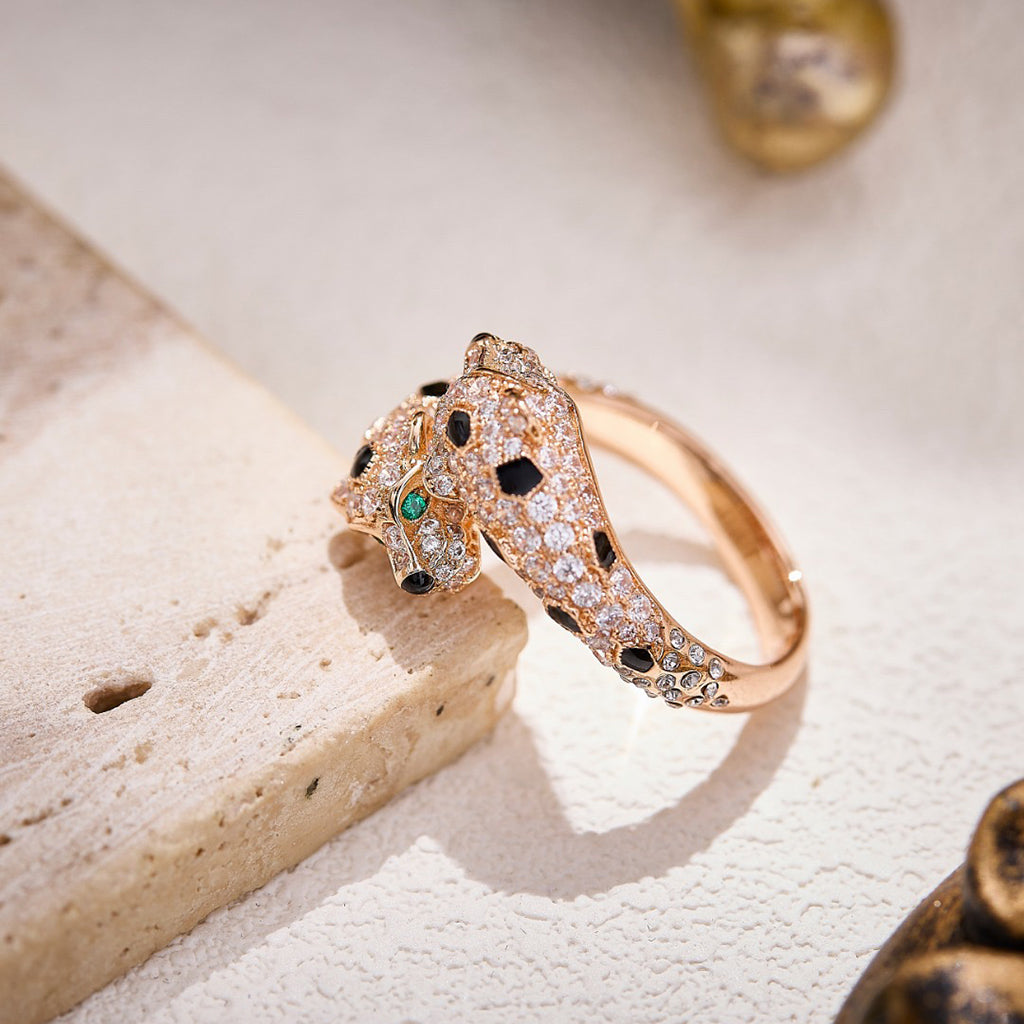 [Blue Tears Jewelry]PANTHERE DOUBLE HEADED FULL DIAMOND  RING