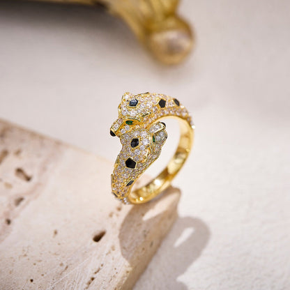 [Blue Tears Jewelry]PANTHERE DOUBLE HEADED FULL DIAMOND  RING