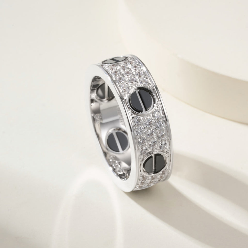 [Blue Tears Jewelry]LOVE RING 5.5MM DIAMONDS PAVED CERAMIC