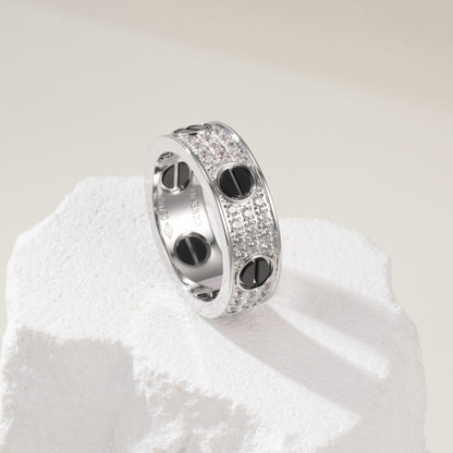 [Blue Tears Jewelry]LOVE RING 5.5MM DIAMONDS PAVED CERAMIC