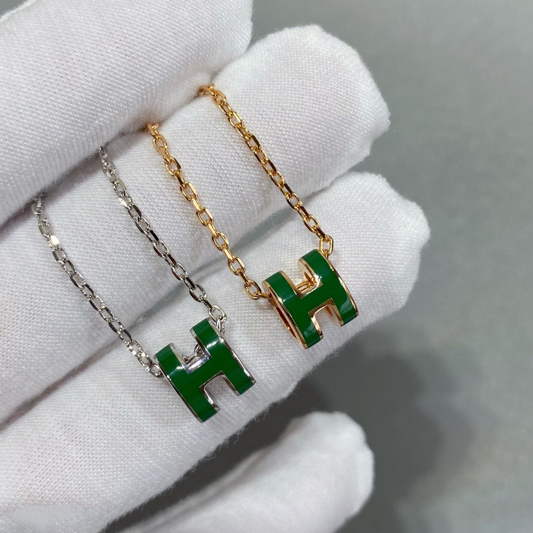 [BLAUE TRÄNEN]POP H GRÜNE HALSKETTE SILBER UND GOLD