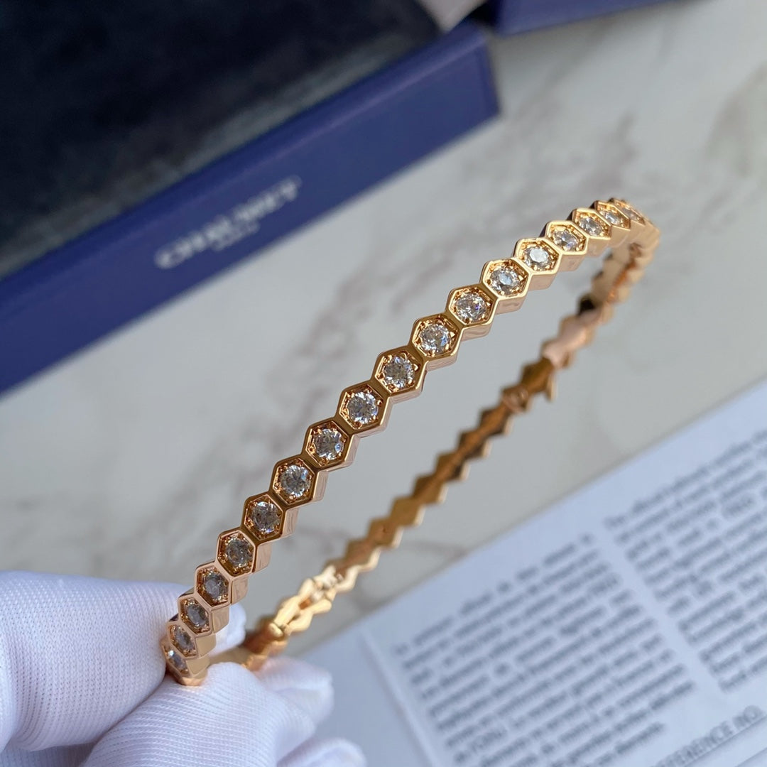 [BLAUE TRÄNEN] BEE LOVE GOLDARMBAND VOLLER DIAMANT 
