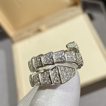 [BLUE TEARS]SERPENTI DOPPELRING SILBER MIT DIAMANTEN