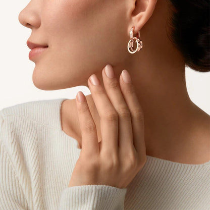 [Blue Tears Jewelry]LOVE 3.3MM DANGLE HALF DIAMOND EARRINGS