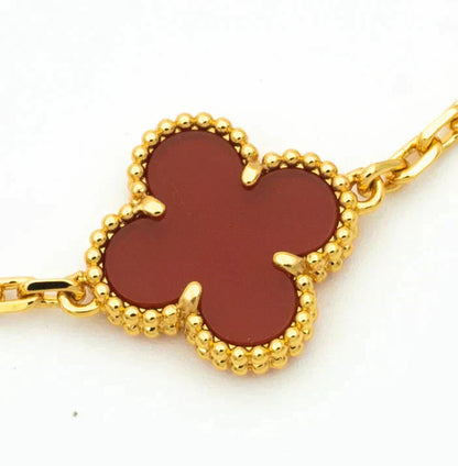 [BLUE TEARS] CLOVER 5 MOTIF RED CORNELIAN BRACELET COLLECTION