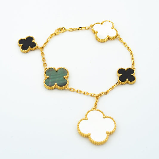 [BLUE TEARS]CLOVER BRACELET 5 MOTIFS ONYX MOP