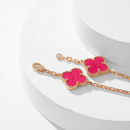 [Blue Tears Jewelry]NEW CLOVER 10 MOTIFS PINK ENAMEL NECKLACE