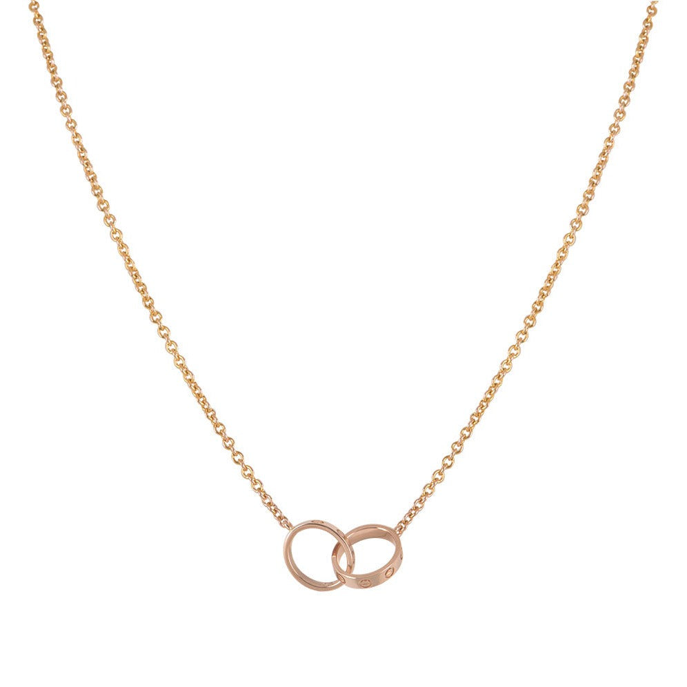 [BLAUE TRÄNEN]LIEBESHALSKETTE DOPPELRING ROSA GOLD 