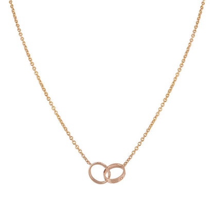 [BLAUE TRÄNEN]LIEBESHALSKETTE DOPPELRING ROSA GOLD 