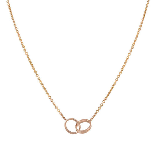 [BLAUE TRÄNEN]LIEBESHALSKETTE DOPPELRING ROSA GOLD 