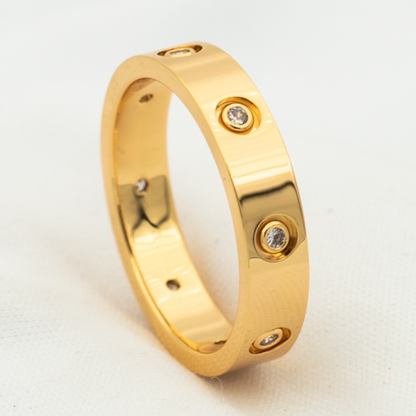 [BLAUE TRÄNEN] LIEBESRING 3,6 MM 8 DIAMANTEN