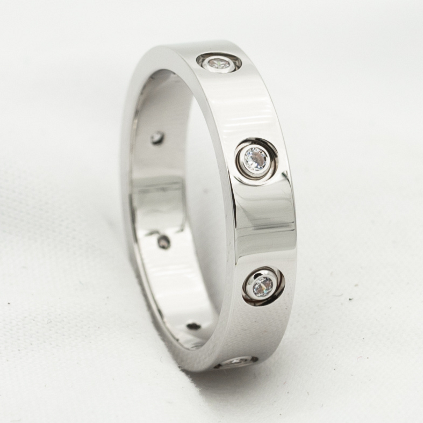 [BLAUE TRÄNEN] LIEBESRING 3,6 MM 8 DIAMANTEN