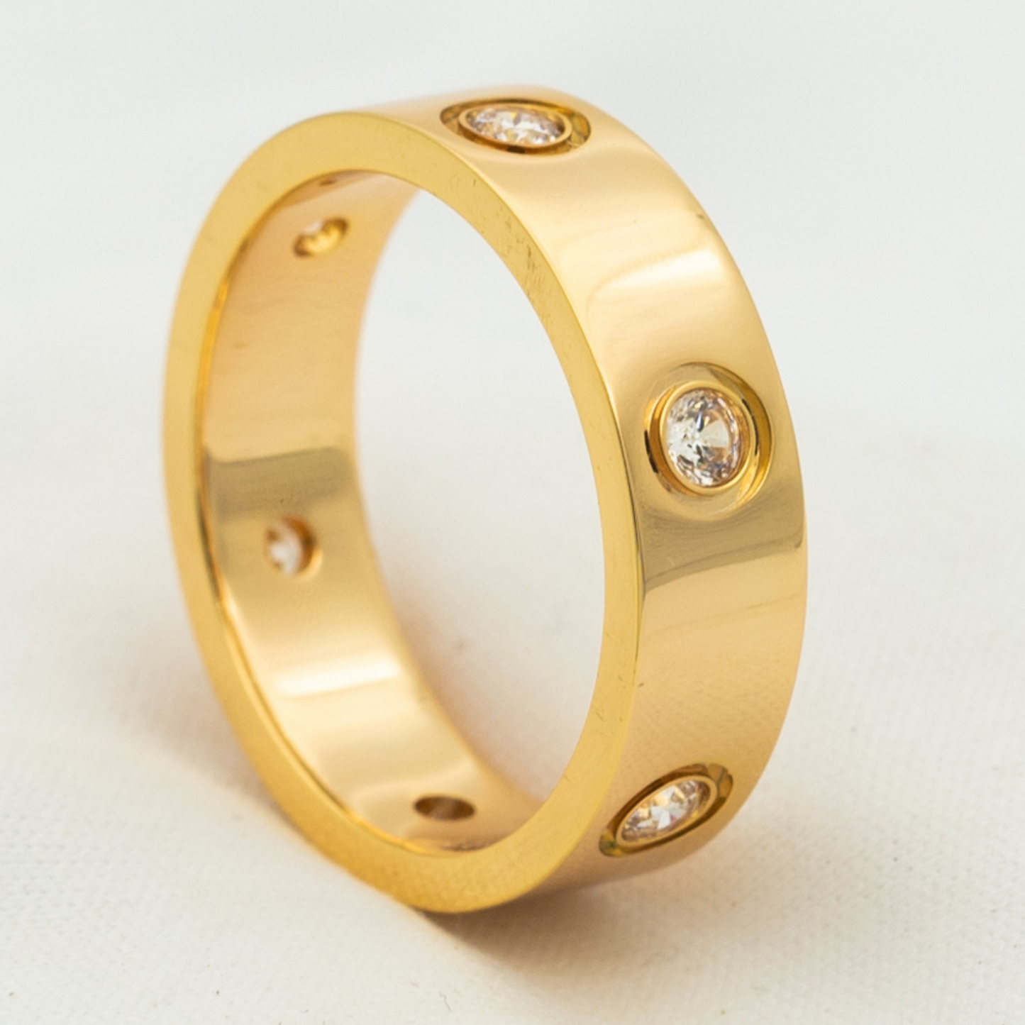 [BLAUE TRÄNEN] LIEBESRING 5,5 MM 6 DIAMANTEN ROTGOLD