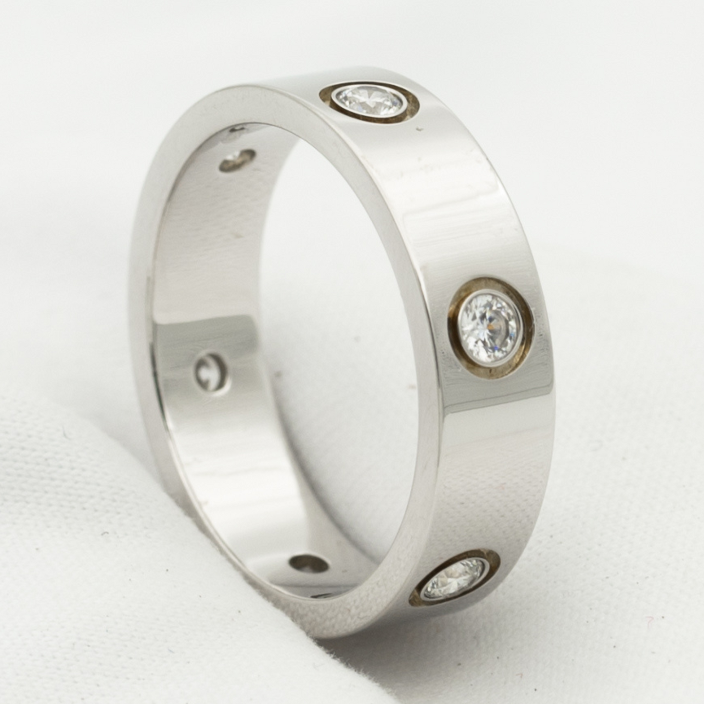 [BLAUE TRÄNEN]LIEBESRING 5,5 MM 6 DIAMANTEN SILBER