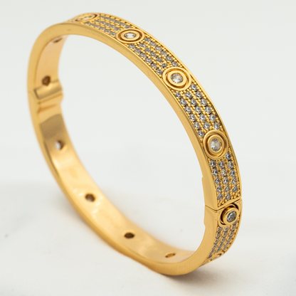 [BLAUE TRÄNEN] LIEBESARMBAND 6,1 MM DIAMANTENBESAMT MIT 10 GROSSEN DIAMANTEN