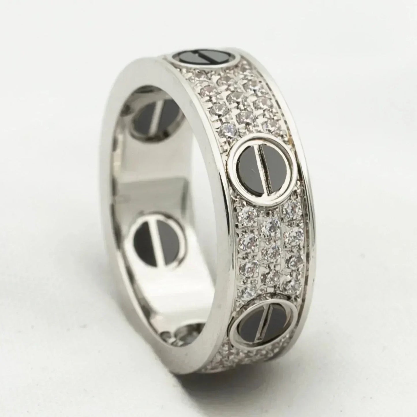 [Blaue Tränen] Liebesring 5,5 mm Diamanten gepflastert Keramik