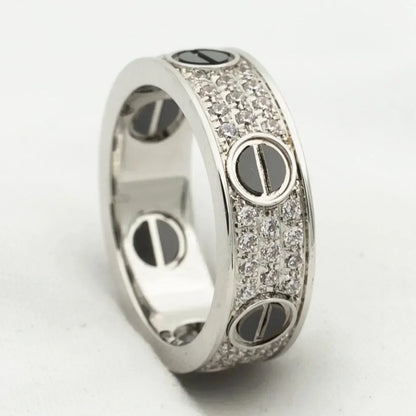 [Blaue Tränen] Liebesring 5,5 mm Diamanten gepflastert Keramik