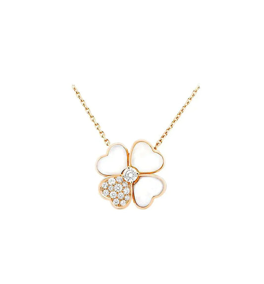 [BLAUE TRÄNEN]CLOVER MOP DIAMANT ROSÉGOLD HALSKETTE