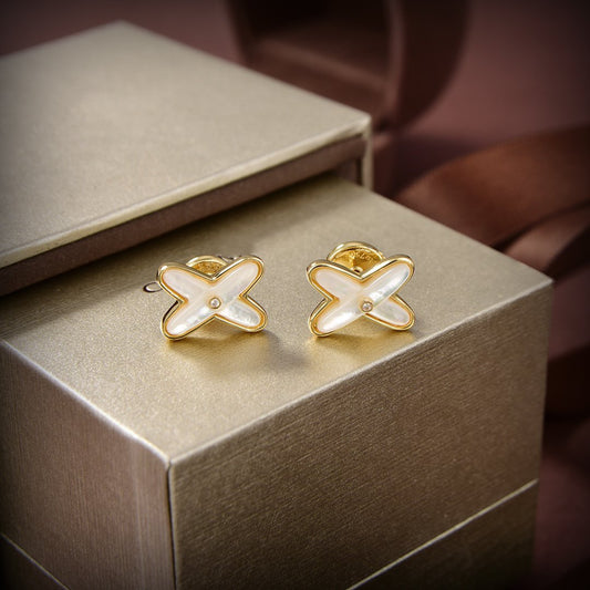 [BLAUE TRÄNEN]JEUX DE WHITE MOP GOLD DIAMANT OHRRINGE