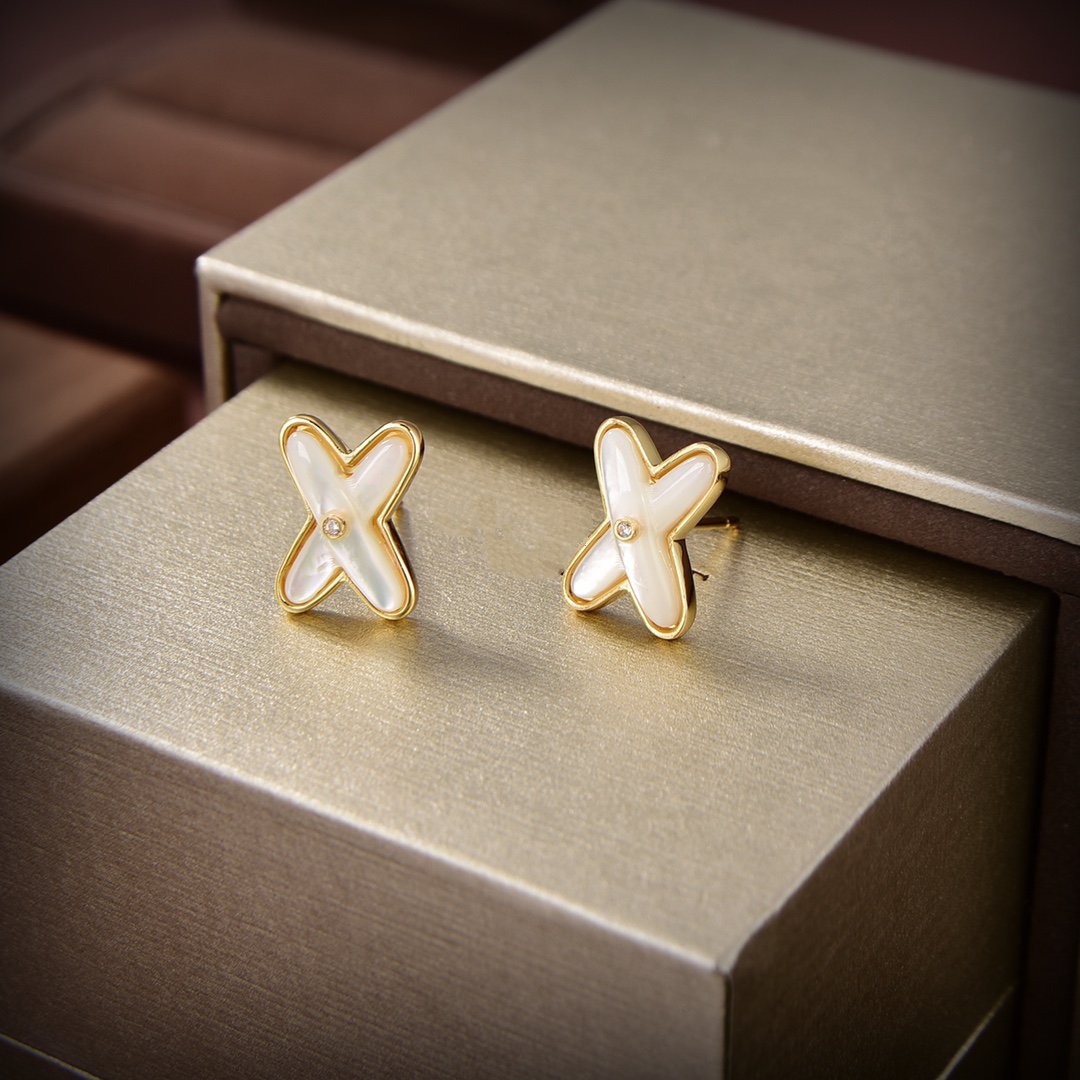 [BLAUE TRÄNEN]JEUX DE WHITE MOP GOLD DIAMANT OHRRINGE
