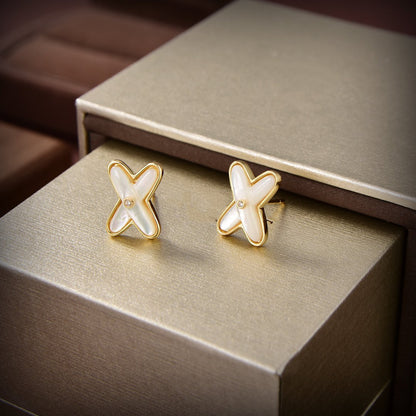 [BLAUE TRÄNEN]JEUX DE WHITE MOP GOLD DIAMANT OHRRINGE