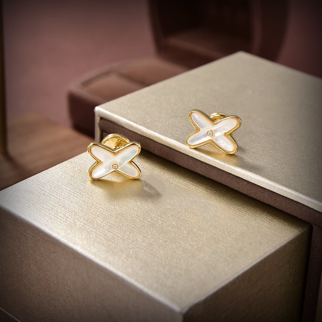 [BLAUE TRÄNEN]JEUX DE WHITE MOP GOLD DIAMANT OHRRINGE