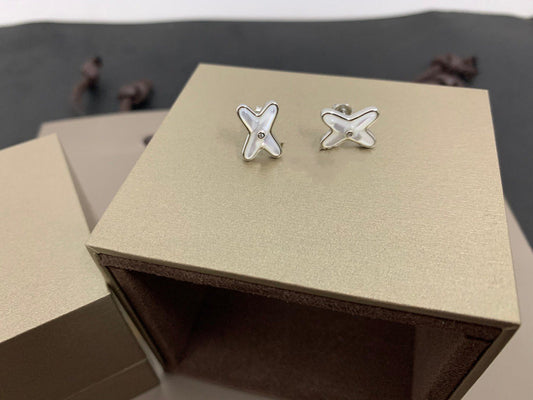 [BLAUE TRÄNEN]JEUX DE WHITE MOP SILBER DIAMANT OHRRINGE