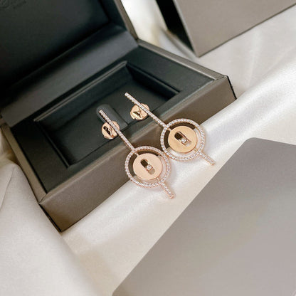 [Blue Tears Jewelry]LUCKY MOVE ARROW PINK GOLD DIAMOND EARRINGS
