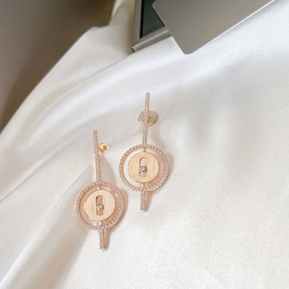 [Blue Tears Jewelry]LUCKY MOVE ARROW PINK GOLD DIAMOND EARRINGS