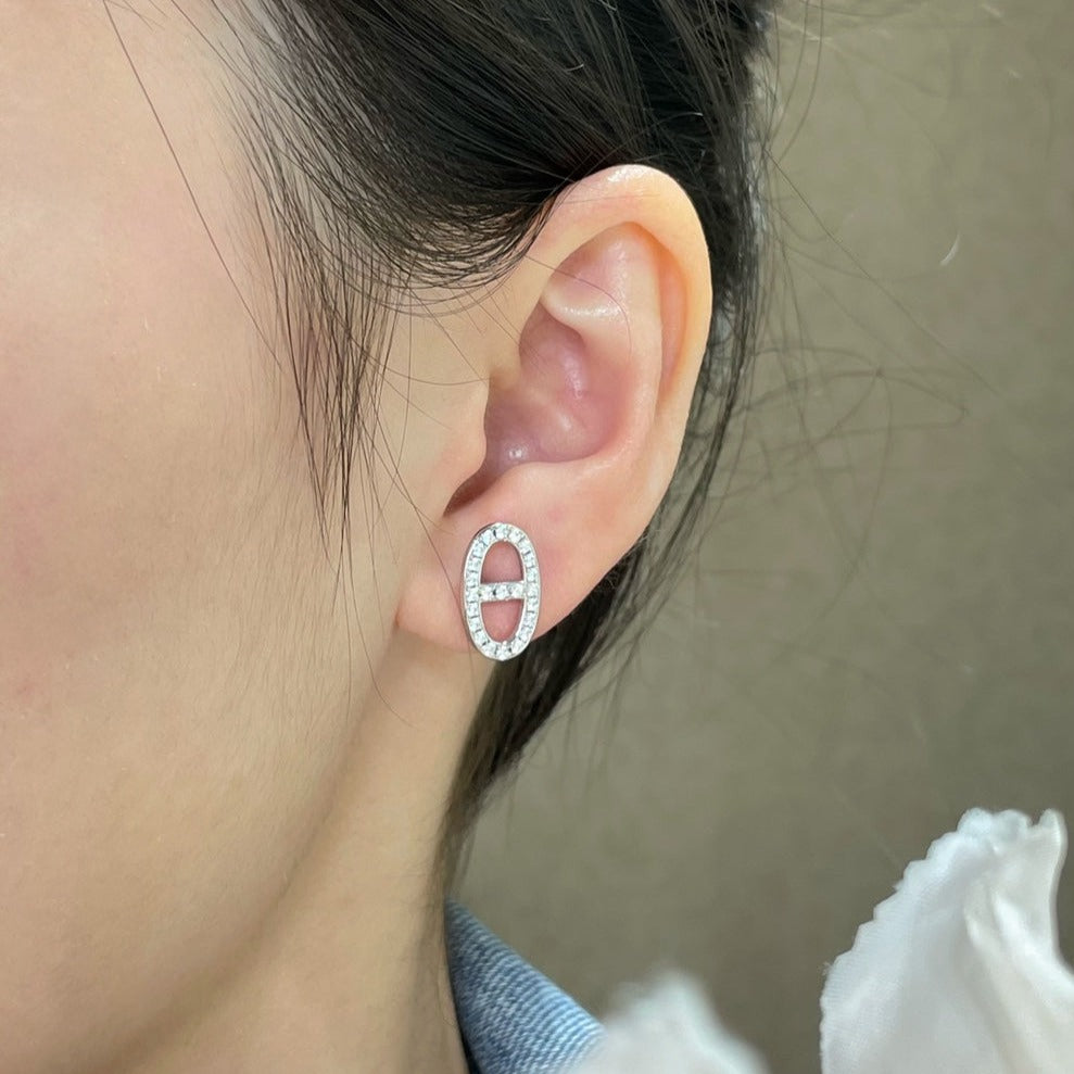 [BLAUE TRÄNEN]HM VOLLER DIAMANT-OHRSTECKER MIT SCHWEINENASEN