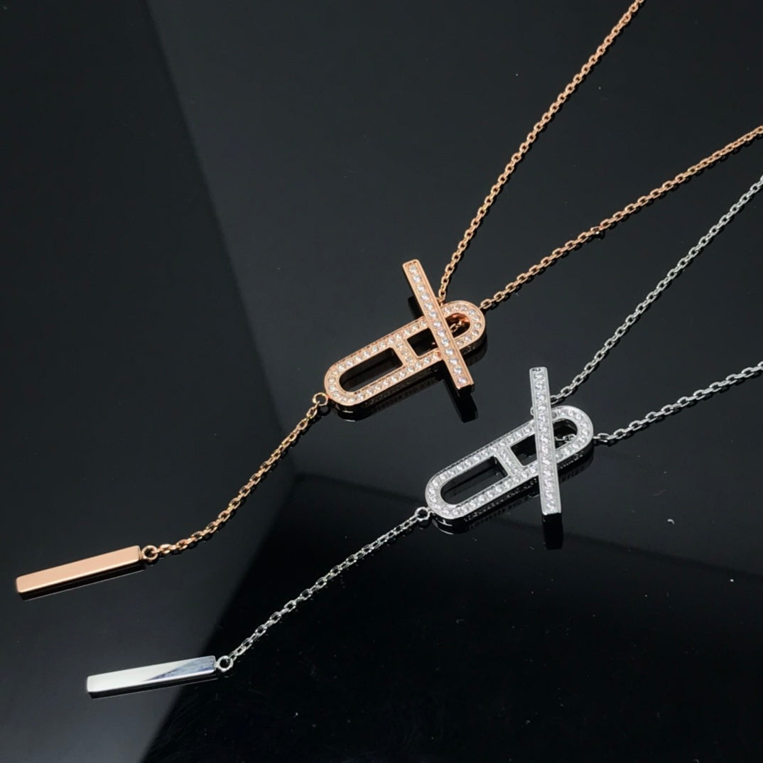 [BLAUE TRÄNEN]HM HALSKETTE PLATIN ROSÉGOLD DIAMANT